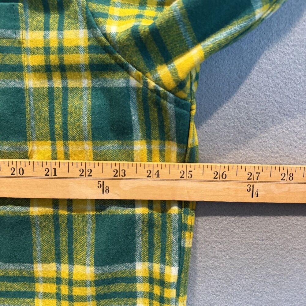 Pendleton Men's 100% Virgin Wool Plaid Long Sleeve Green Yellow Oregon Ducks - Picture 5 of 8